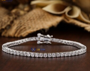 8.84 TDW Round Cut Diamond Bracelet White Gold Tennis Bracelet by Labstone / breathtaking Diamond Bracelet / EF-VS colour / Gift For Beloved