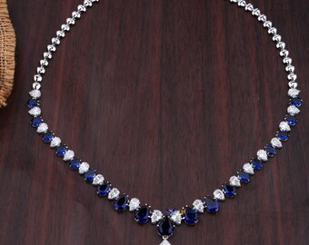 42.60 TDW F.B. Pear Cut Gemstone White Gold Necklace by Labstone / Classic Elegance Necklace / EF-VS color / Memorable Gift For Your Beloved