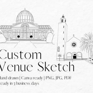 Maßgeschneiderte Illustration Hochzeitsort, Hochzeitseinladungen, Kunstdruck, Illustration, Hochzeitsort, Illustration, Handgezeichnet, Linie Zeichnung, Digital Download