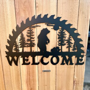 Metal Bear Saw Blade Welcome Sign