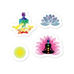 Chakra Stickers, Meditation stickers, Sun sticker, Lotus sticker, Stickers set. Stickers sheet. Vinyl Sticker, Yoga Sticker, Laptop Sticker.