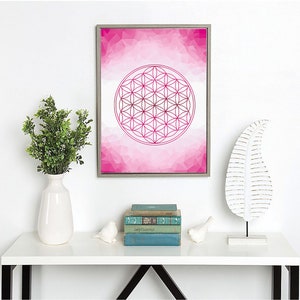 Flower of Life, Printable Poster, Pink Art Print, Pink Flower, Sacred ...