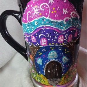 Handpainted coffee mug, Fairy house