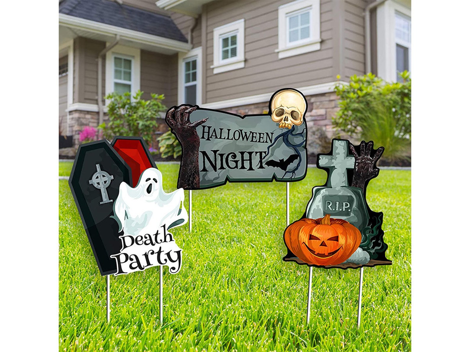 Halloween Yard Signs
 Halloween Yard Signs Corrugate Yard Stake Signs 3PCS Halloween