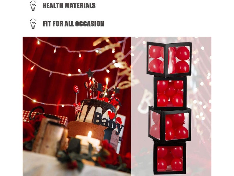Black Aimto Clear Balloon Boxes for Party Decorations 4pcs