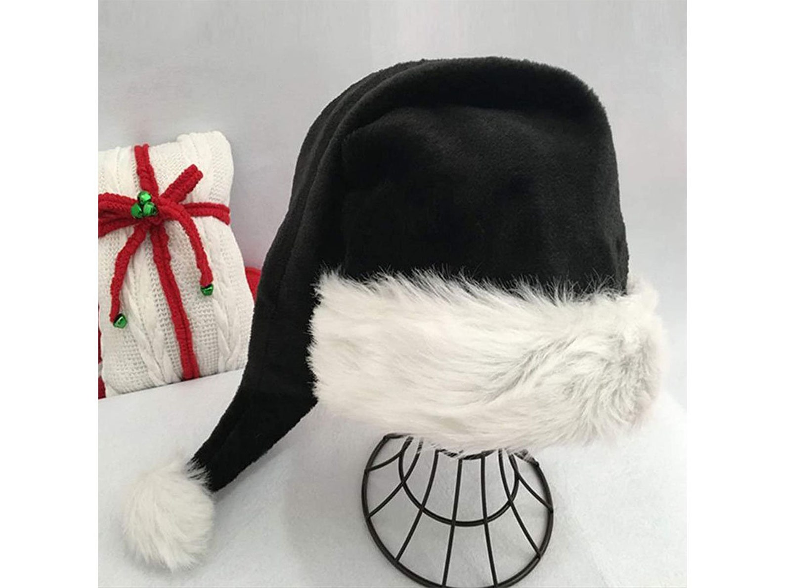 Christmas Black Santa Hat for AdultPlush Christmas Hat for  Etsy