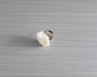 Hexagon-shaped resin and gold sparkle glitter adjustable ring.