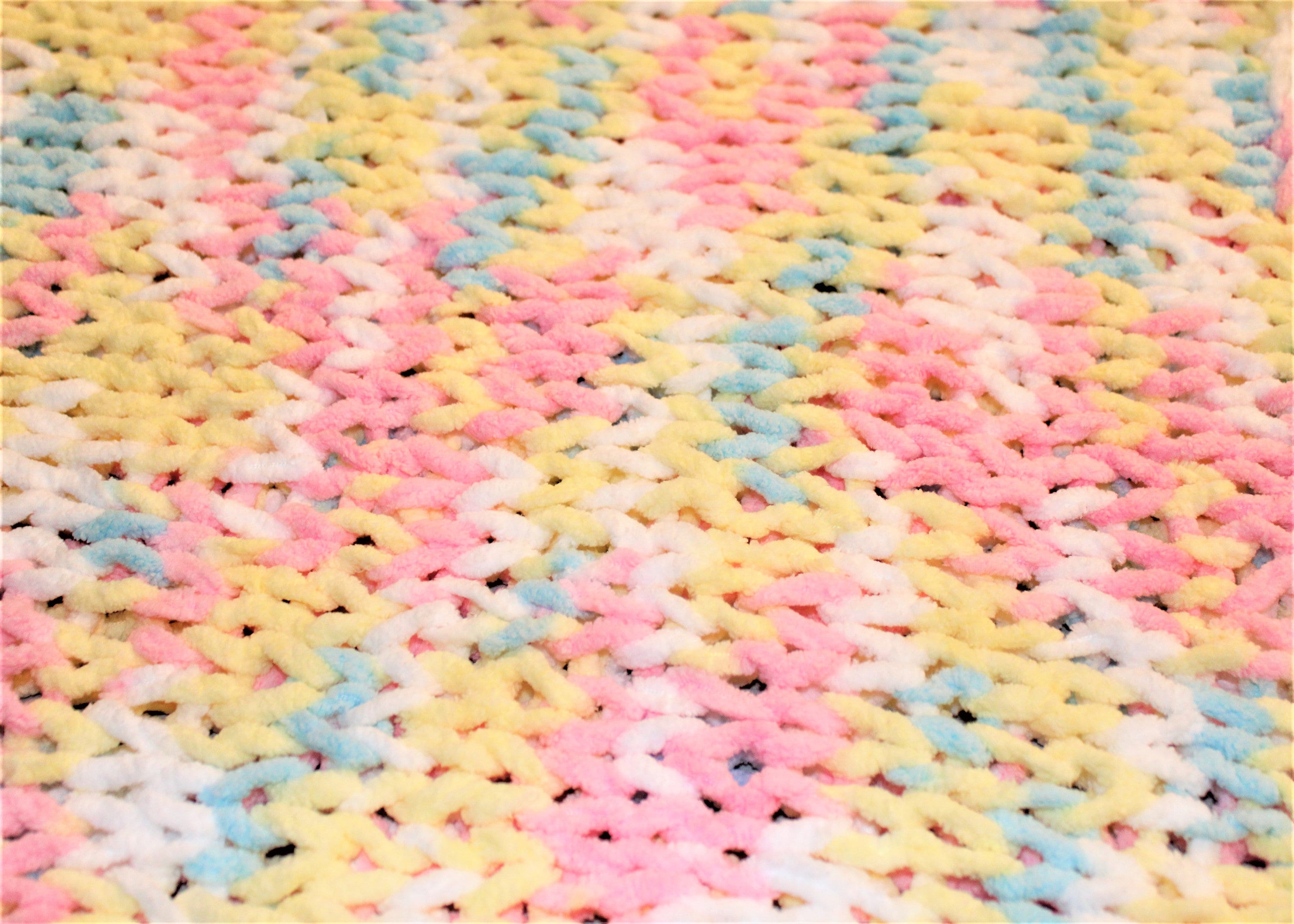 Chunky Hand Knit Chenille Baby Blanket With Fringe Trim. Etsy