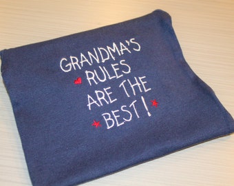 Embroidered Baby Bodysuit: Grandma's Rules, Long Sleeve Cotton Onesie
