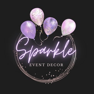 Modelo de logotipo de decoração de eventos brilhantes - Logotipo de círculo de balão - Logotipo comercial - Design de logotipo de eventos de festa - Logotipo de balão - Modelo Canva