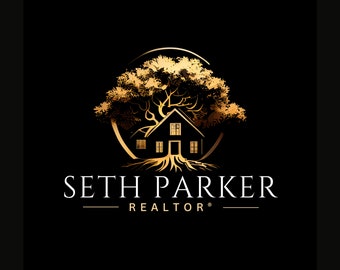 Realtor Logo Template - Business Logo - Real Estate Logo - Realtor Logo - Realty agent logo - Gold Oak Tree House Logo - Canva Template