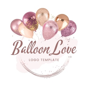 Modelo de logotipo de amor de balão - Logotipo de círculo de balão - Logotipo de negócios - Logotipo de eventos - Design de logotipo de eventos de festa - Logotipo de balão - Modelo Canva