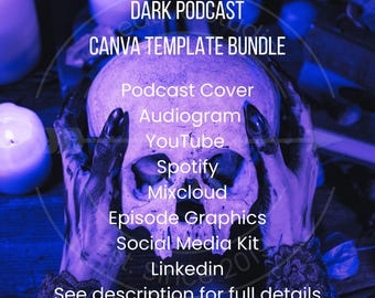 Dark Podcast Canva Template Bundle | Podcast Branding Kit | Audiogram Templates | Alternative Witch | Gothic Podcast Pack (Canva Template)