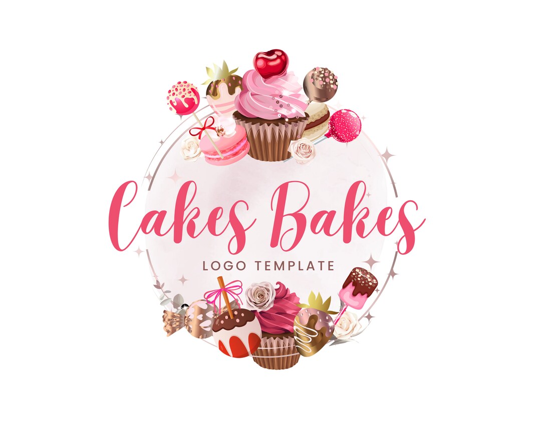 Cakes Bakes Logo Design, Dessert Logo, Party Table, Cake Pops Logo