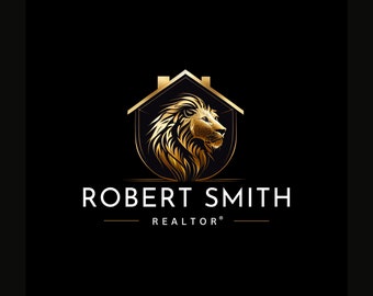 Realtor Logo - Realty Logo - Realtor Logo - Property Sales Logo - Realty Rental Logo - Gold Lion House Logo - Real Estate - Canva Template