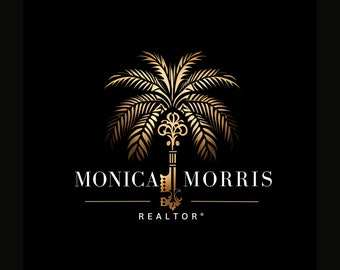 Realtor Logo Template - Business Logo - Real Estate Logo - Realtor Logo - Realty agent logo - Gold Palm Key - Real Estate - Canva Template