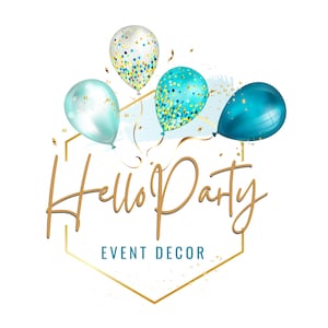 Modelo de logotipo para evento com balões: Design de festa Rosegold (modelo Canva)