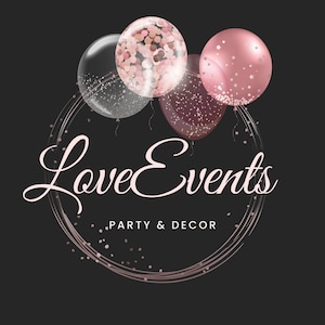 Modelo de logotipo de eventos de amor - Logotipo de círculo de balão - Logotipo de negócios - Logotipo de eventos - Design de logotipo de eventos de festa - Logotipo de balão - Modelo Canva