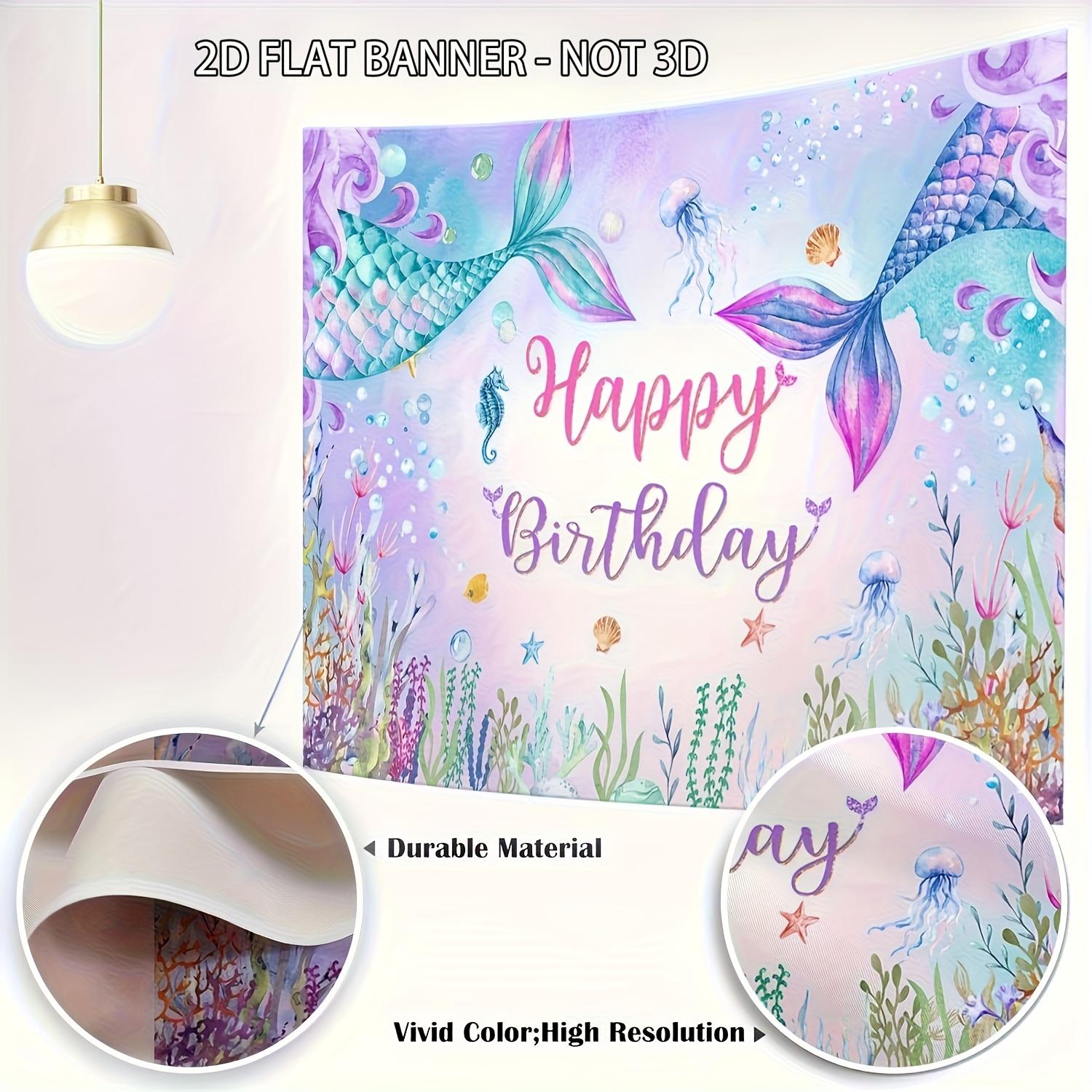 Mermaid Birthday Backdrop, Under the Sea Theme Party Banner, Vibrant ...
