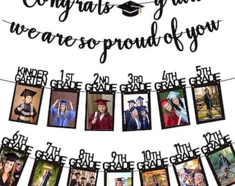 Graduation Photo Banner, Congrats Grad Party Supplies, Class of 2026 (K-12th Grade)