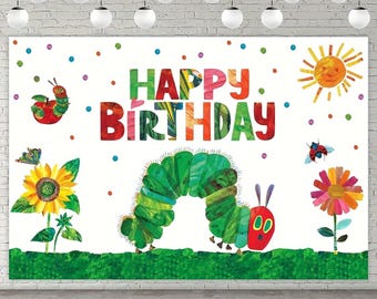 Very Hungry Caterpillar Birthday Banner: Insect Theme Party Backdrop Decorations