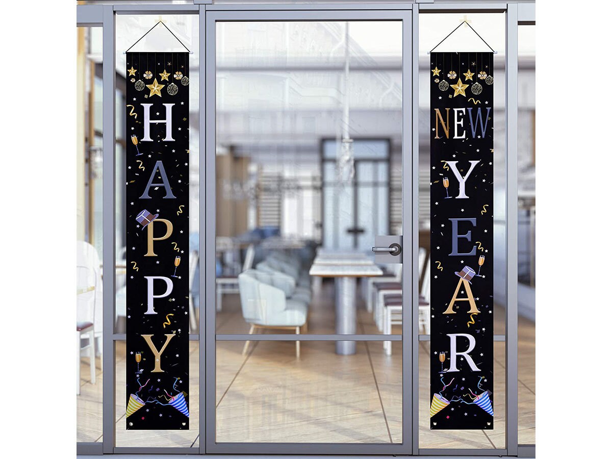Year happy door blueskies Happy New Year Door Banners New Year Porch Sign Hanging Banner | Etsy