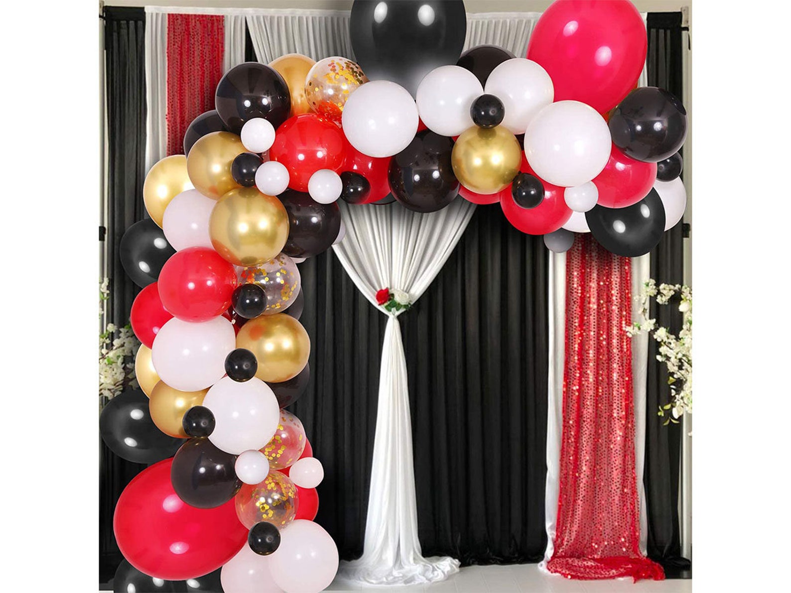 Black White Red Balloon Garland Kit 125 Pack Balloons Garland Etsy