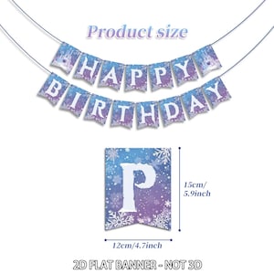 2D Flat Frozen Birthday Banner, Winter Snowflake Happy Birthday Banner for Winter Wonderland Christmas Party Decor bild 2