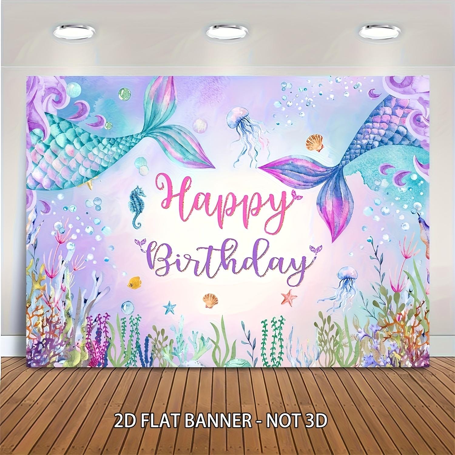 Mermaid Birthday Backdrop, Under the Sea Theme Party Banner, Vibrant ...