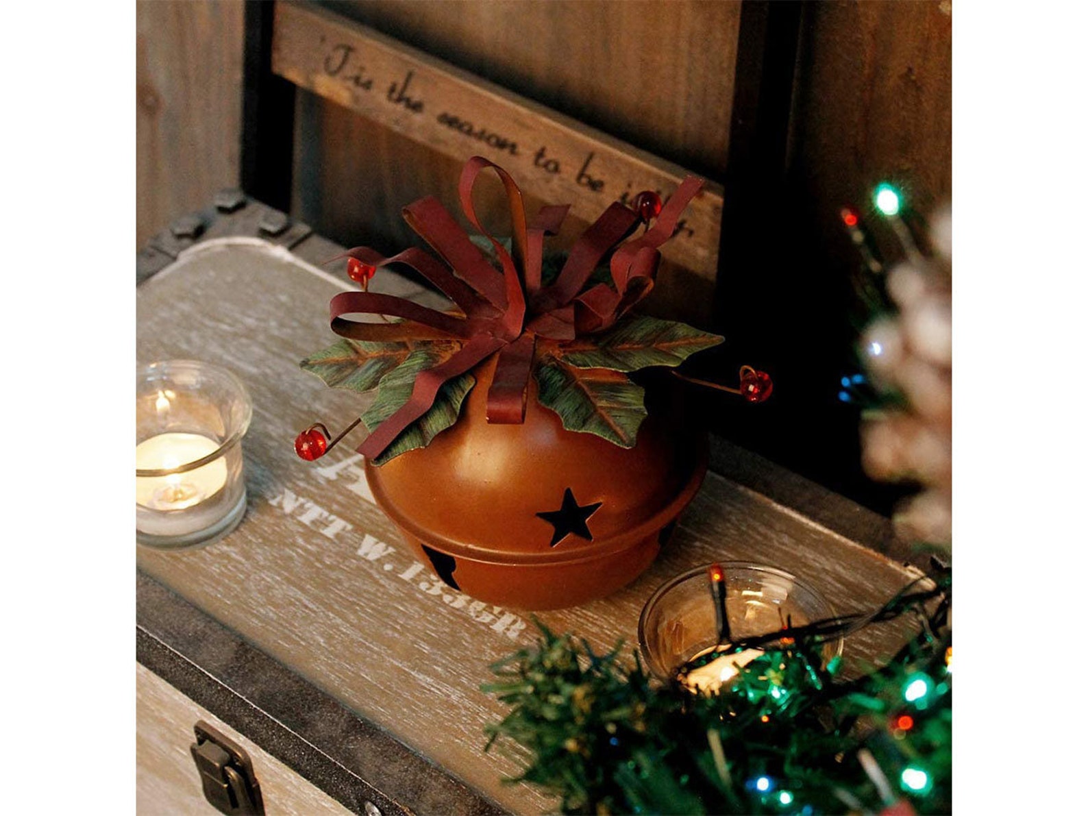 Large Christmas Jingle Bell Decoration 4.5 X 5.5 Inch Rustic Etsy
