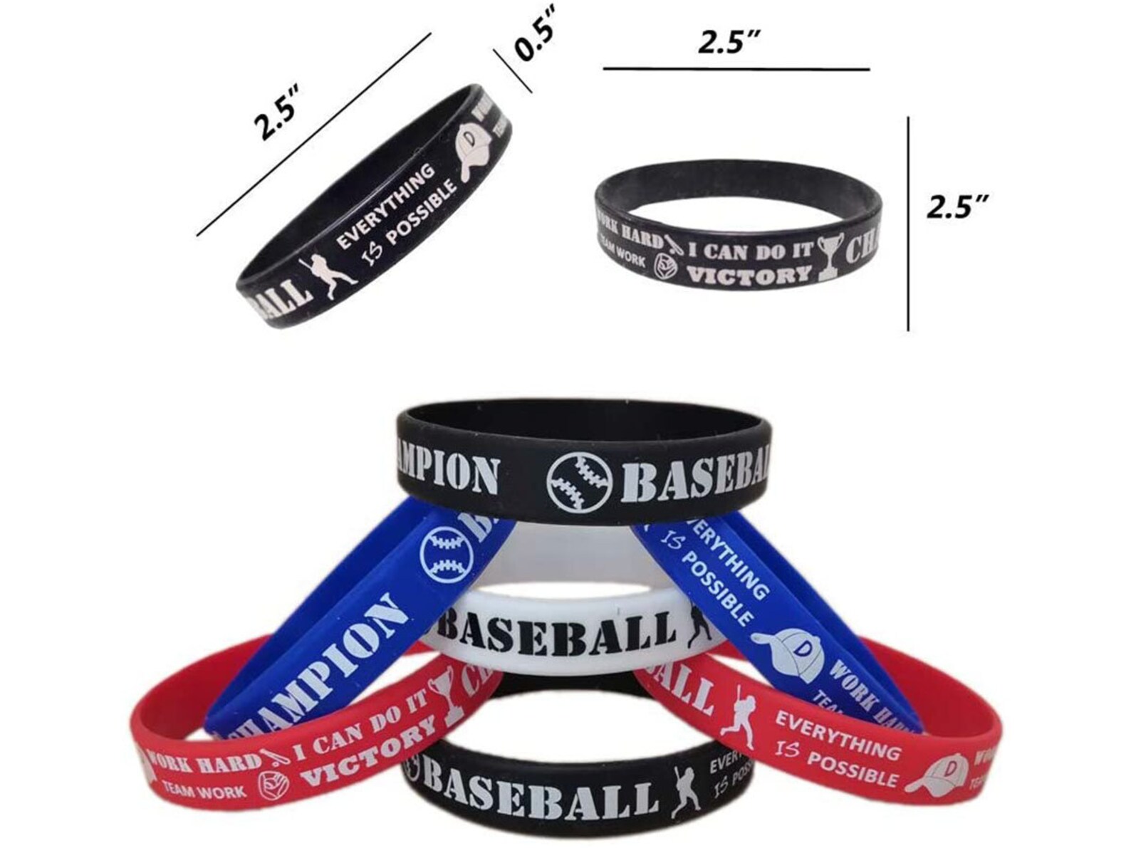24 PCS Baseball Motivational Silicone Wristband for Kids Etsy