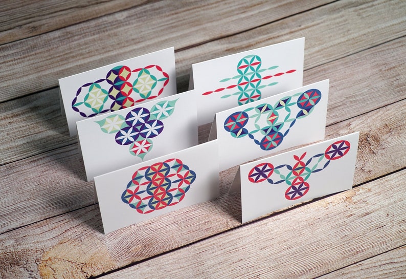 12 or 24 pack Note Cards artwork inspired by the Flower of Life symbol Set of Inspirational Blank Notecards Stationary Greeting Card