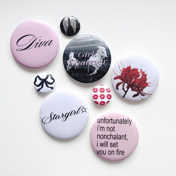 Girl whatever Stargirl Diva Pins | 2.25 or 1 Inch Button Badges | Coolgirl pinterest streetstyle spiderlily