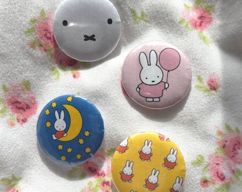 Cute Miffy Bunny Button Pins: Kawaii Accessories, Gifts | 1" Badge Pins