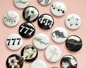 Cyber Angelcore Aesthetic Pin Set | White Goth Y2K (1 inch)