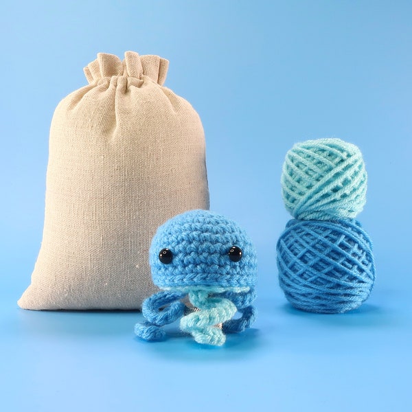 Beginner Jellyfish Crochet Kit - Easy Crochet Starter Kit - Crochet Animals Kit - Amigurumi Kit - Crochet Gift - Animal Crochet Store