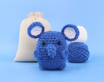 Elly The Elephant Crochet Kit - Crochet Animals Kit - Amigurumi Kit - Animal Crochet - Crochet Starter Kit (Includes Follow Along Videos)