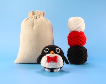 Beginner Mr. Penguin Crochet Kit - Easy Crochet Starter Kit - Cute Crochet Animals Kit - Amigurumi Kit - Crochet Gift - Animal Crochet Store