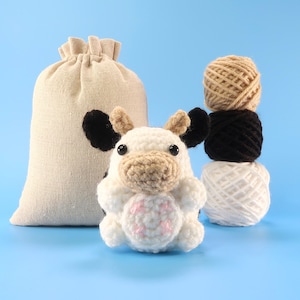 Beginner Cow Crochet Kit - Easy Crochet Starter Kit - Crochet Animals Kit - Amigurumi Kit - Crochet Gift - Animal Crochet Store