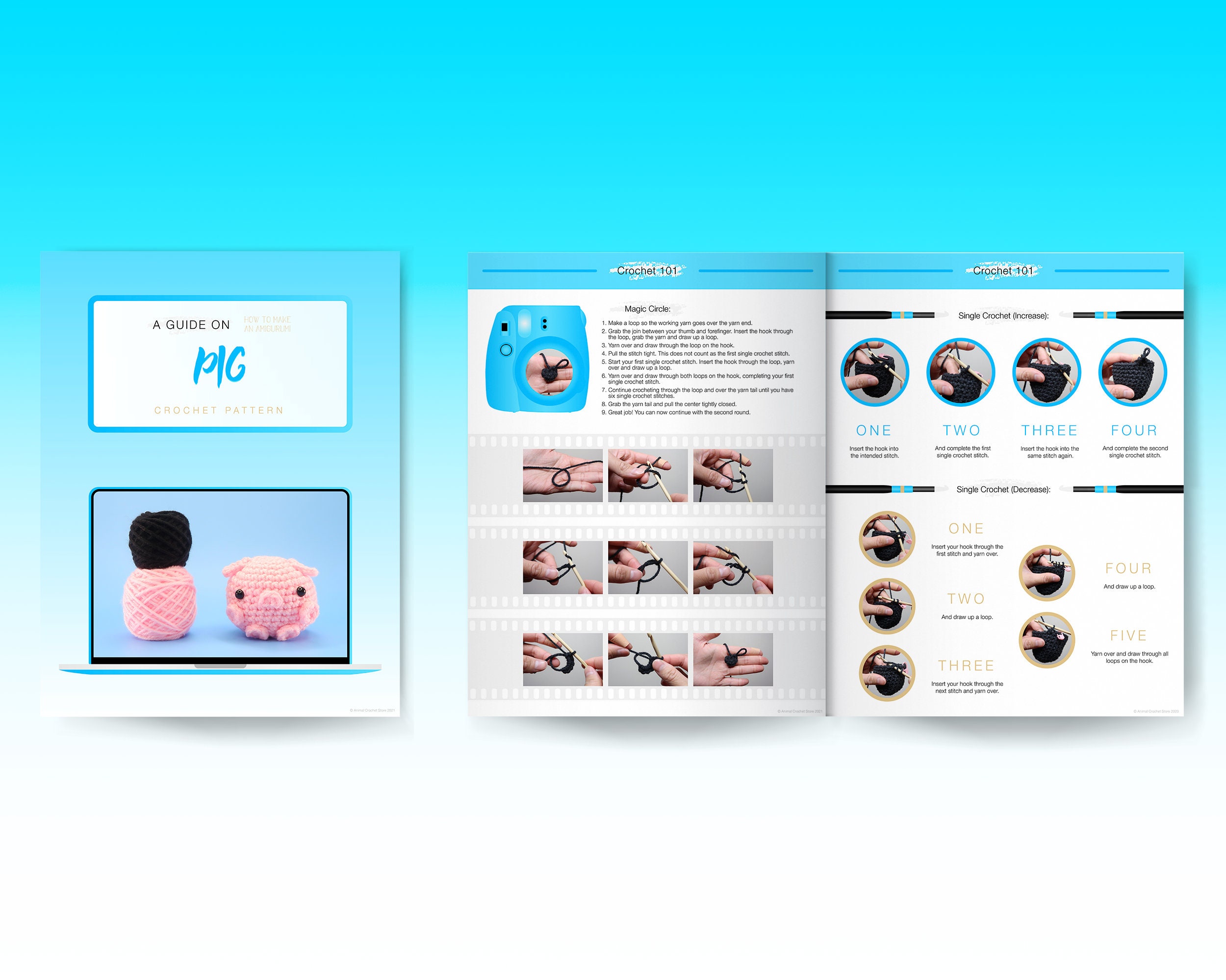Kit Débutant Pour Apprendre Le Crochet - Amigurumi Cochon Gris - Tout Inclus, Neuf