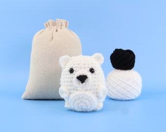 Misha The Polar Bear Crochet Kit - Crochet Animals Kit - Amigurumi Kit - Animal Crochet - Crochet Starter Kit (Includes Follow Along Videos)