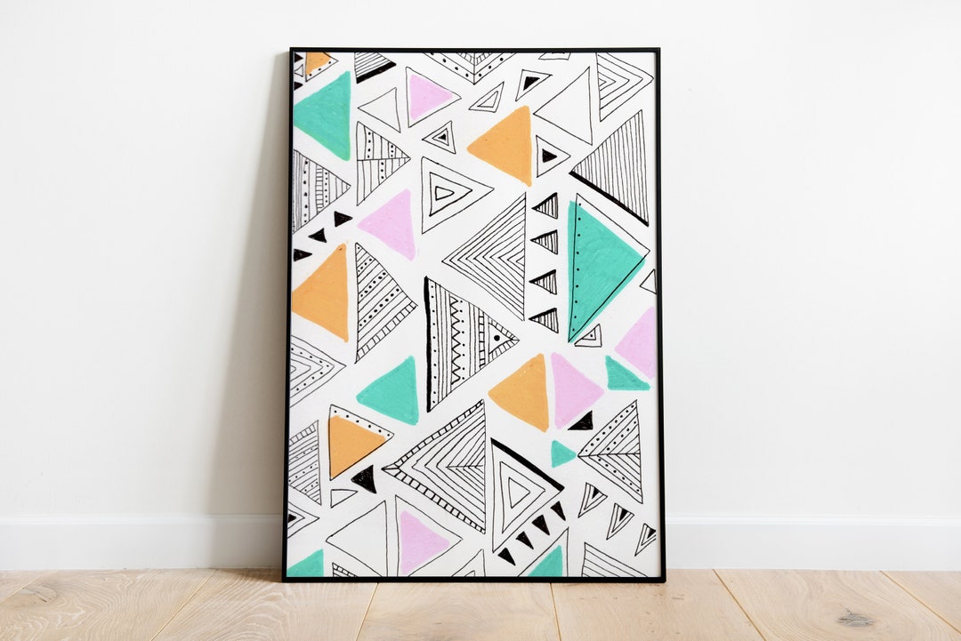 Fun Pastel Geometric Wall Art Print Etsy