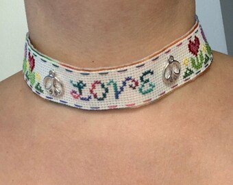 Love Choker with Peace Charms