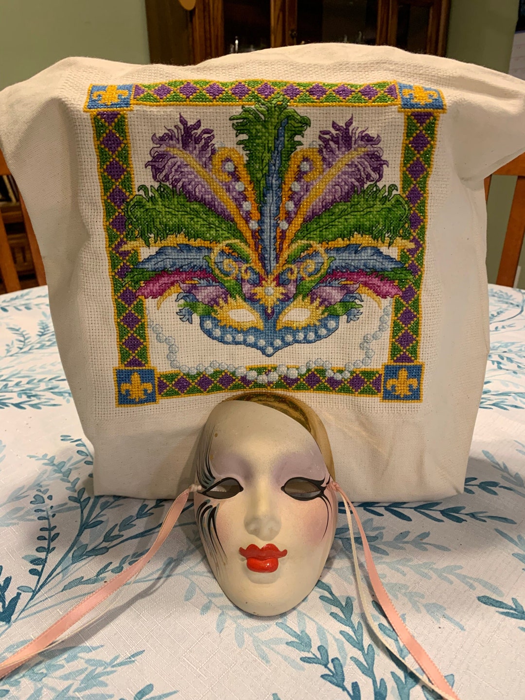 Gold Mardi Gras Mask Bag