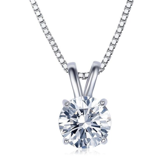 2.00 Ct Diamond Created Necklace in 18K White Gold Plated Gift Idea Free USA Shipping Handcrafted in Italy