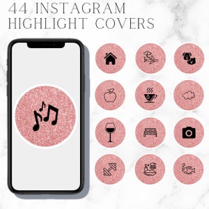 Pink Glitzer Icons Set - 44 Instagram Story Icons Highlight Covers - Lifestyle Influencer Essentials - Story Covers - Digital File Only