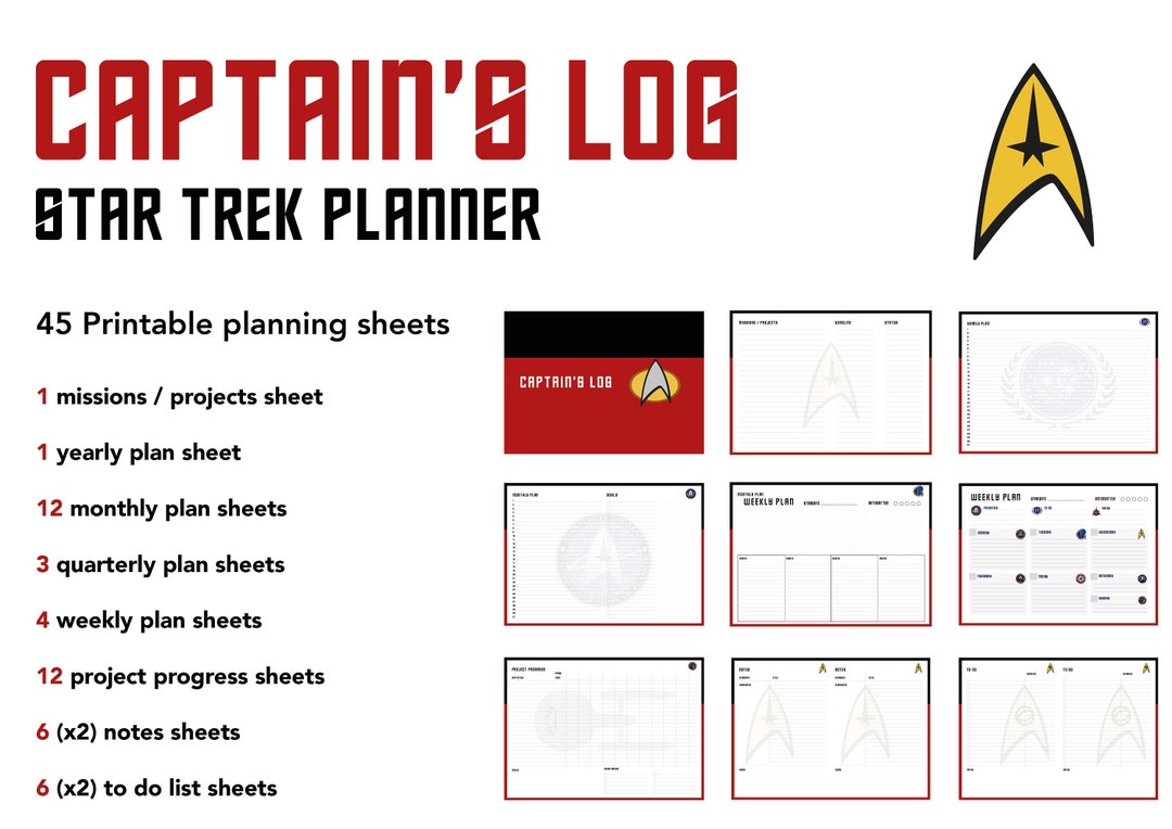 Printable Star Trek Captain's Log Year and Monthly - Etsy