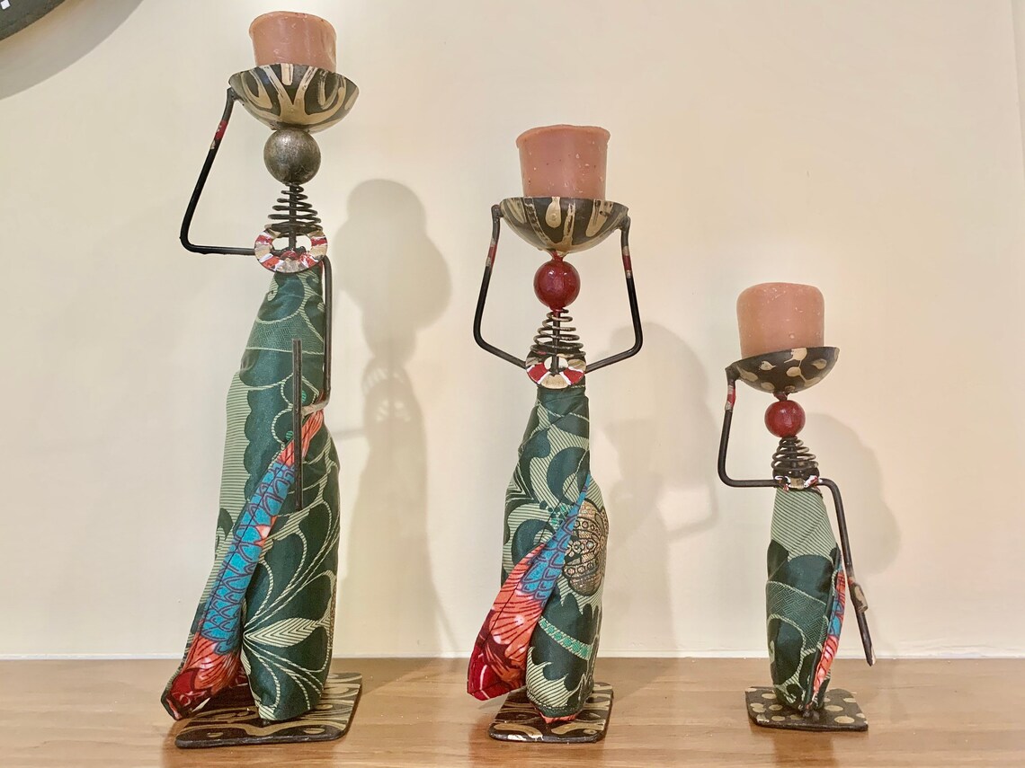 African Tribal Lady Candle Holder Centerpieces with Relish Etsy
