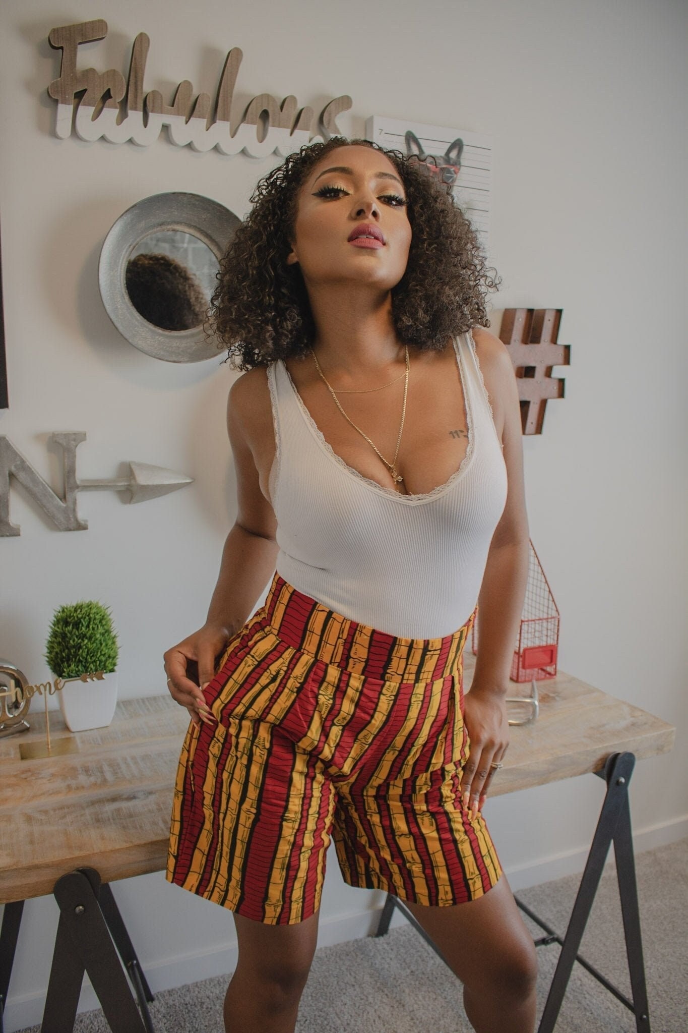African Print Shorts With Pockets 