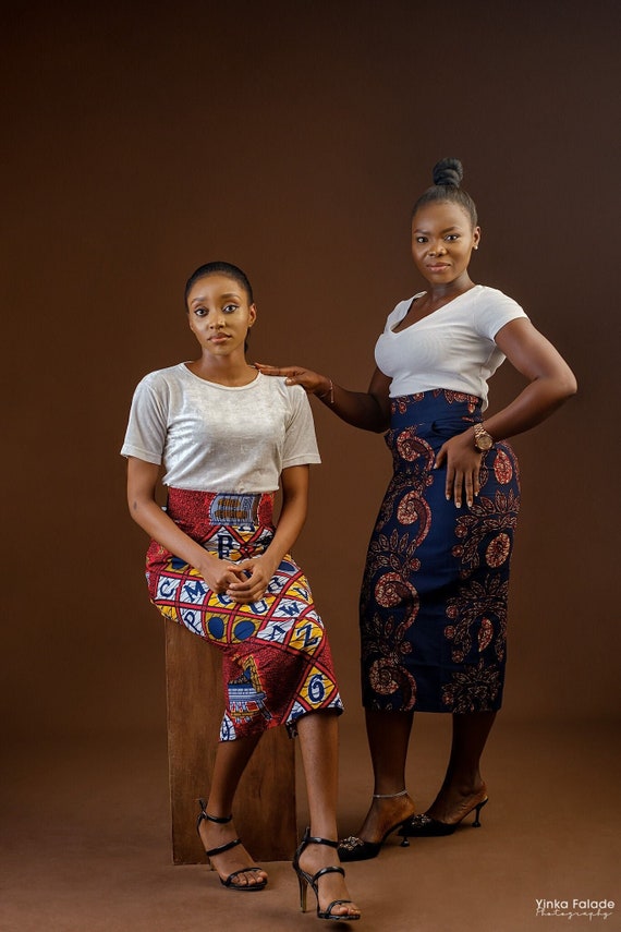Ameri　MOTIF PENCIL SKIRT Asymmetrical Pencil Skirt – Caribe Afrique USA